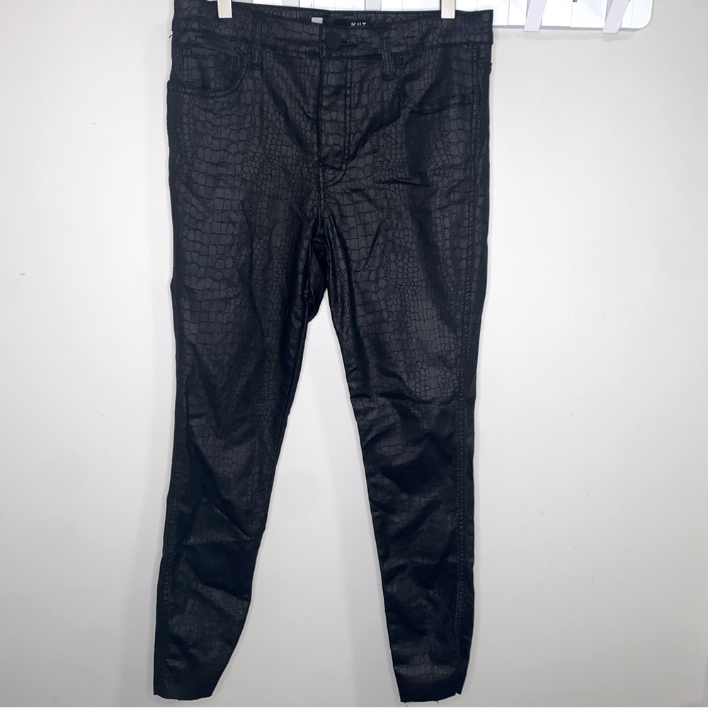 Kut from the Kloth Croc embossed coated black Connie Fab Ab Skinny jeans size 10